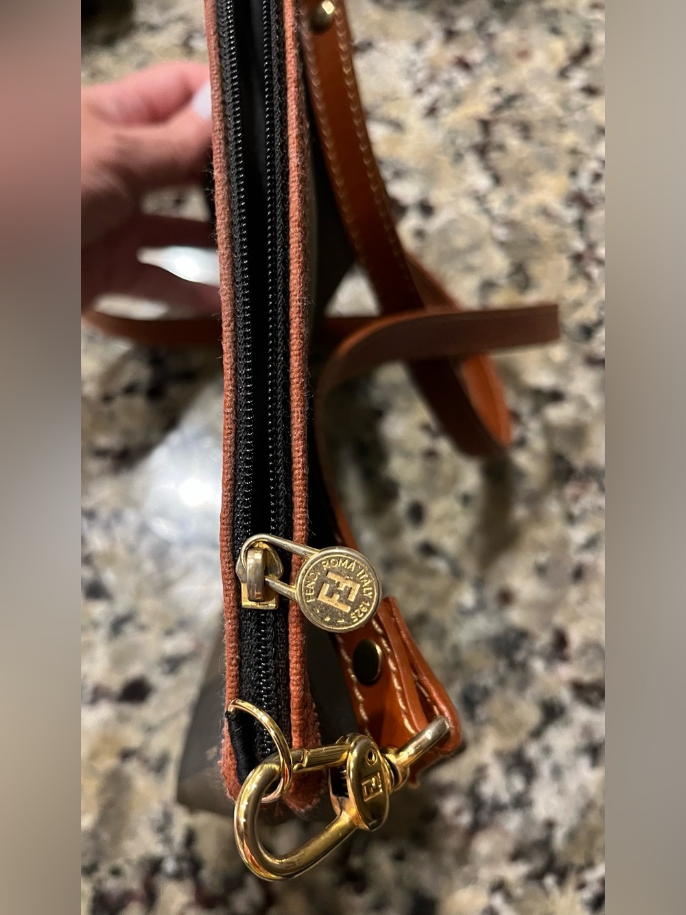 Fendi Brown and Black Striped Pequin Crossbody Bag - Picture 13 of 14
